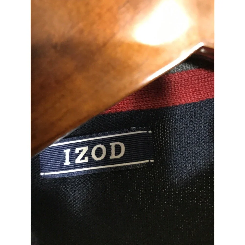 Izod Mens 1/4 Zip Pullover Sweater Size Large Blue Green Plaid Long Sleeve Golf